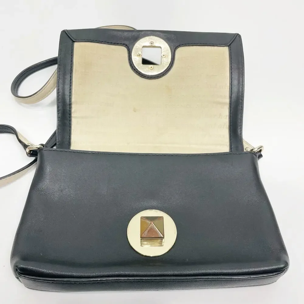 Kate Spade Newbury Lane Sally Crossbody Bag Turn Lock Black Soft Leather